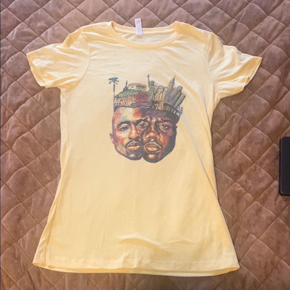 Yellow Graphic T-Shirt - 2pac and biggie - medium
